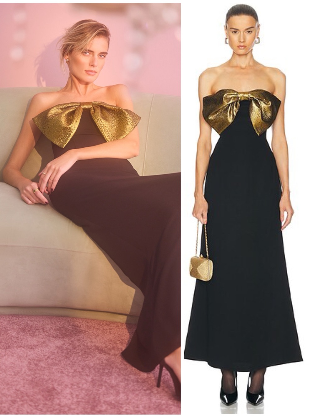 NEW Simon Miller Dali Bow Long Women’s Dress Black Gold Size 4